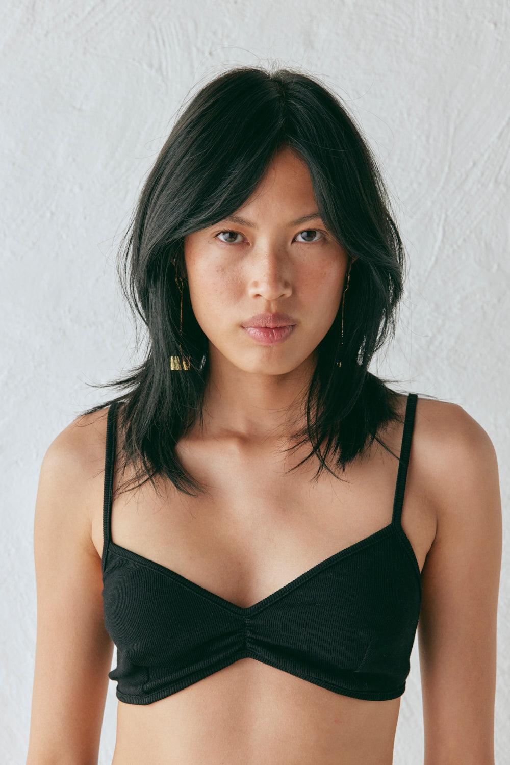 Harper Ribbed Bralette Black Product Image