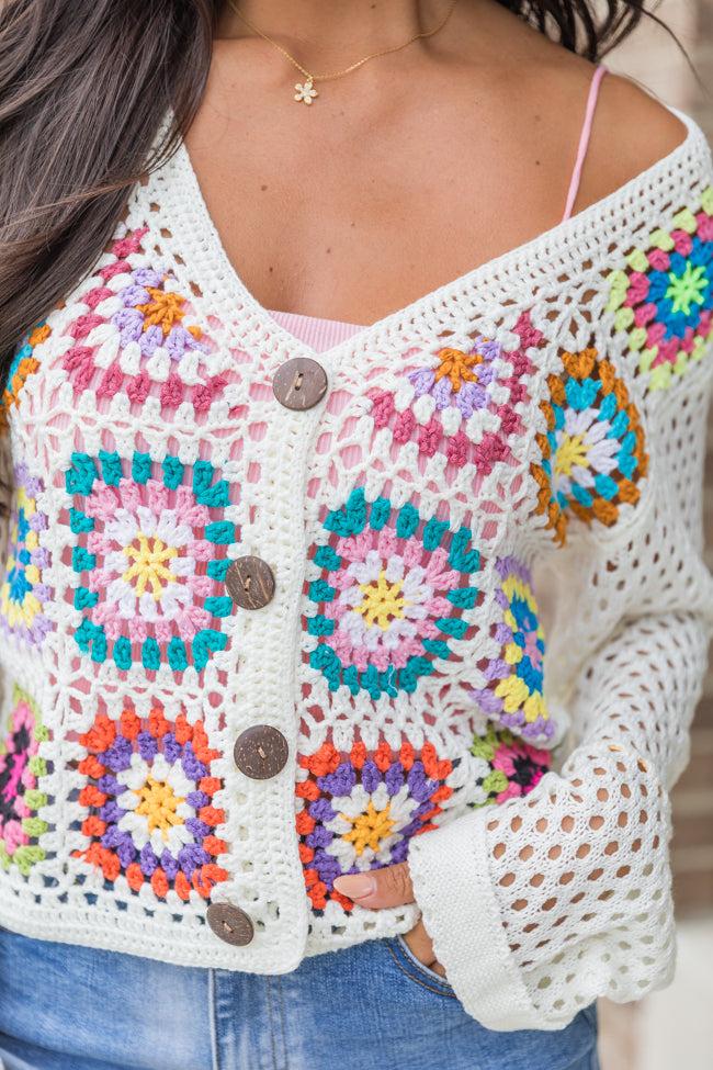 Evermore Elegance Cream Crochet Cardigan FINAL SALE Product Image
