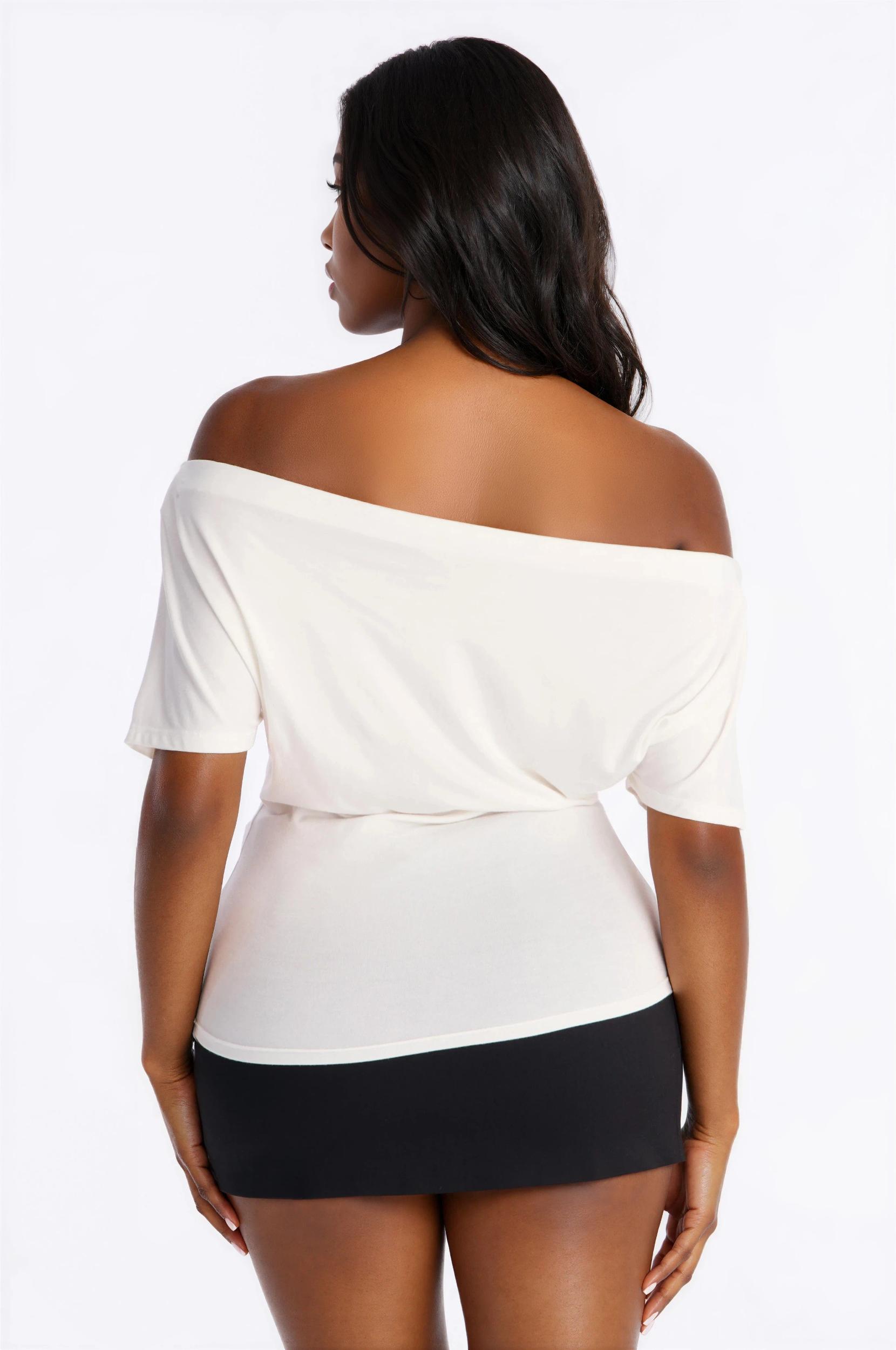 Chloe Off Shoulder Button Top - Off White Female Product Image