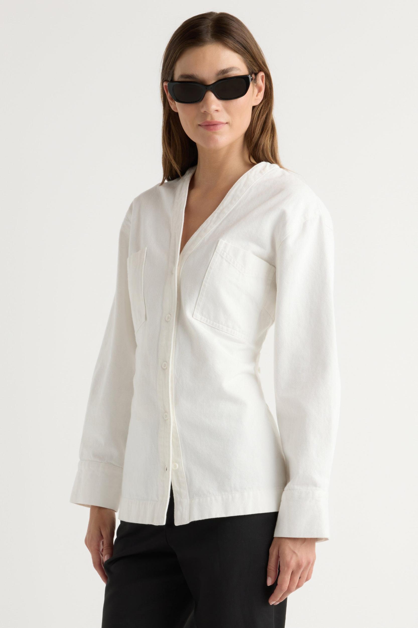 Emmett Structured-Sleeve Denim Jacket Product Image