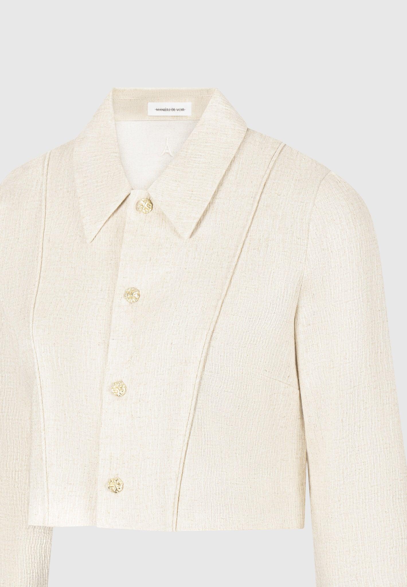 Florine - Linen Pintuck Cropped Shirt - Natural Female Product Image