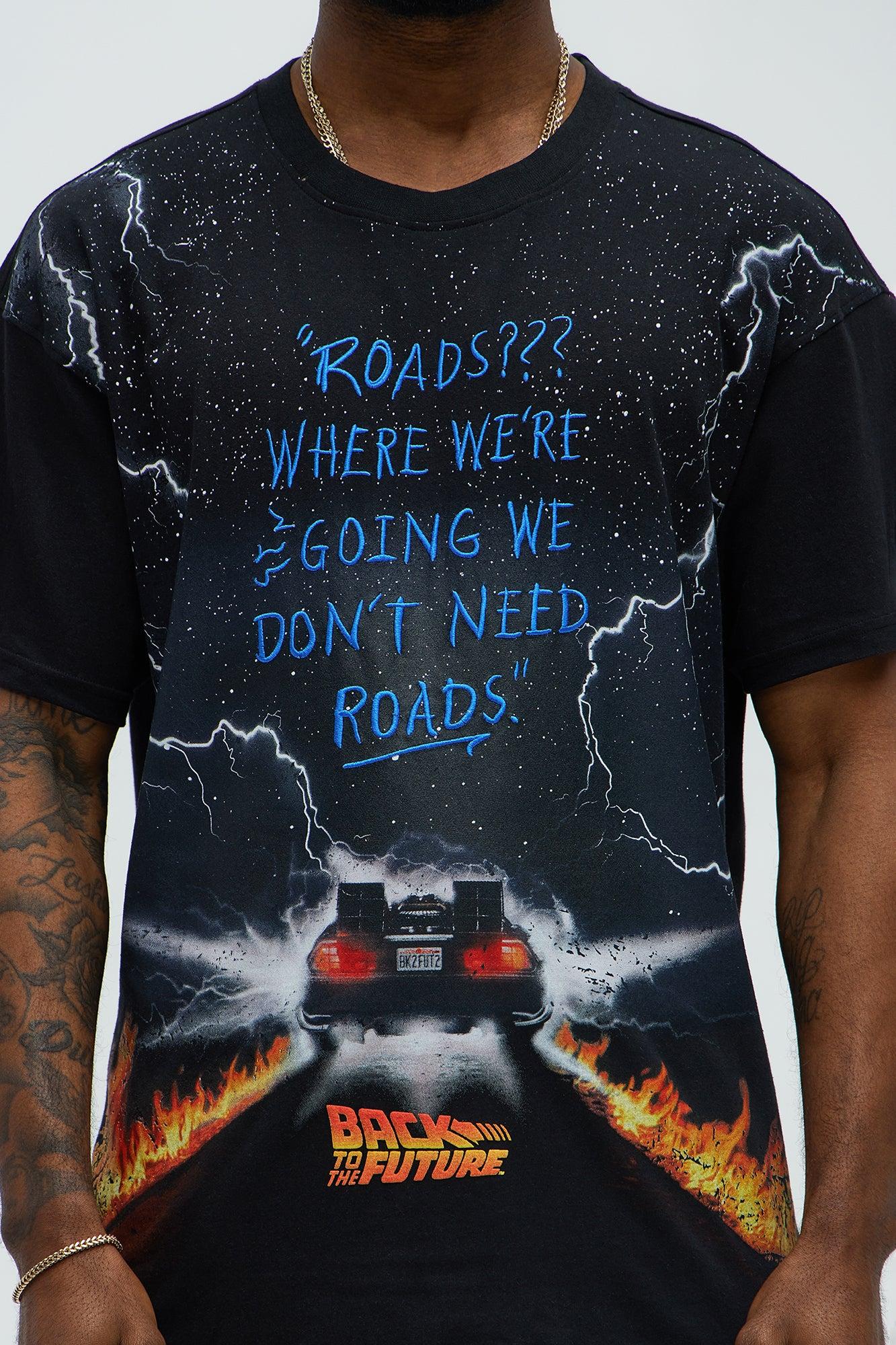 Back To The Future Roads Oversized Short Sleeve Tee - Black Product Image