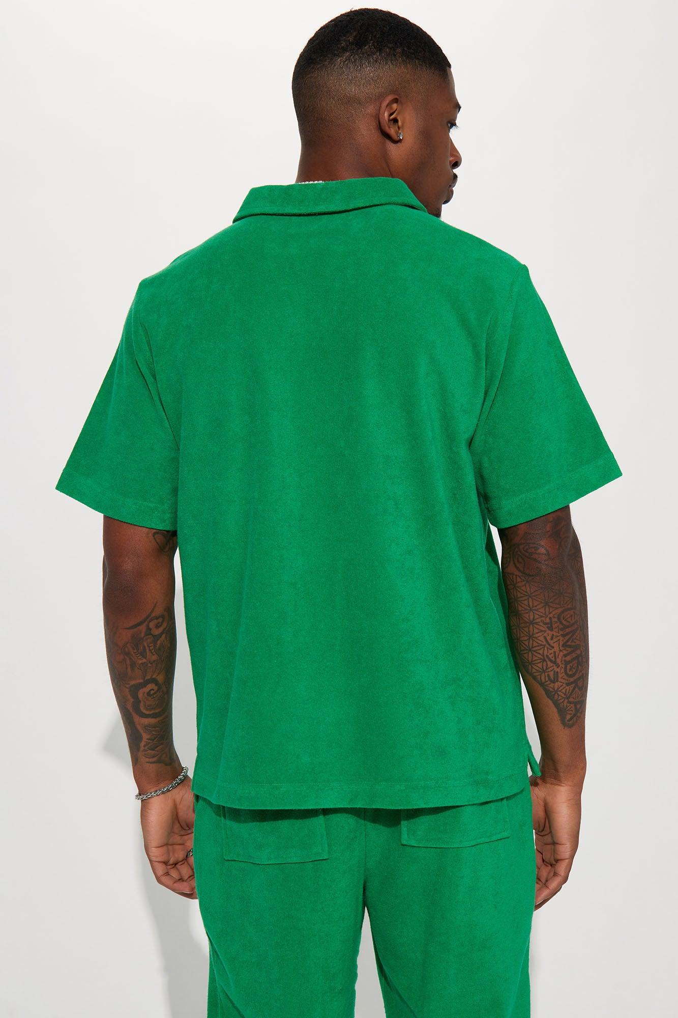 Dipped Terry Short Sleeve Polo - Green Product Image