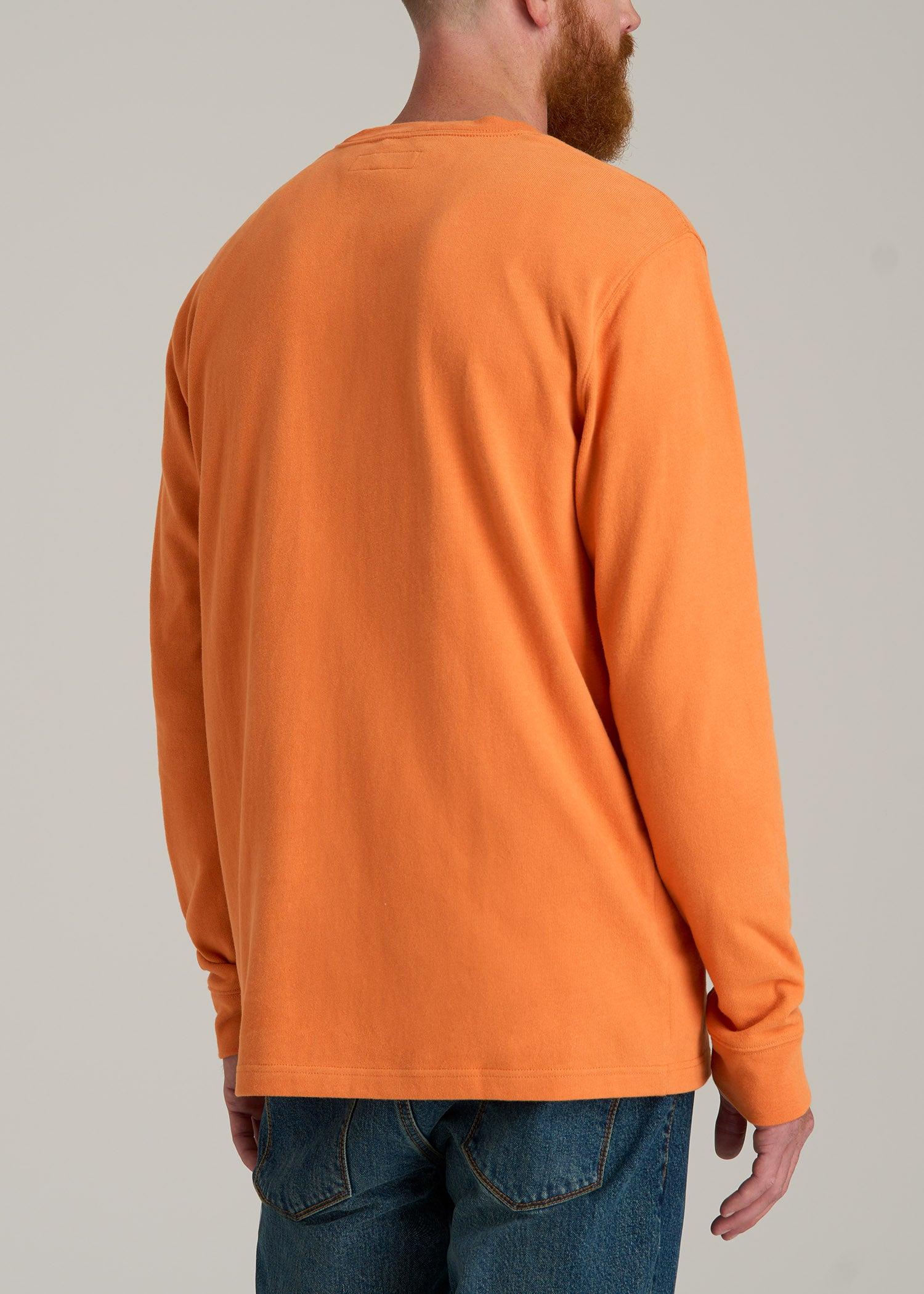 LJ&S Long Sleeve Workwear Pocket Tee for Tall Men in Marmalade Male Product Image