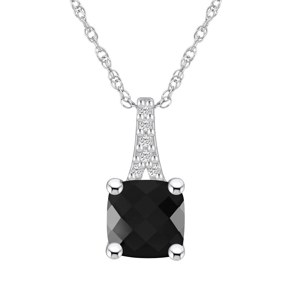 Alyson Layne 10k White Gold Cushion Gemstone Diamond Accent Pendant Necklace, Women's, Size: 18", Black Product Image