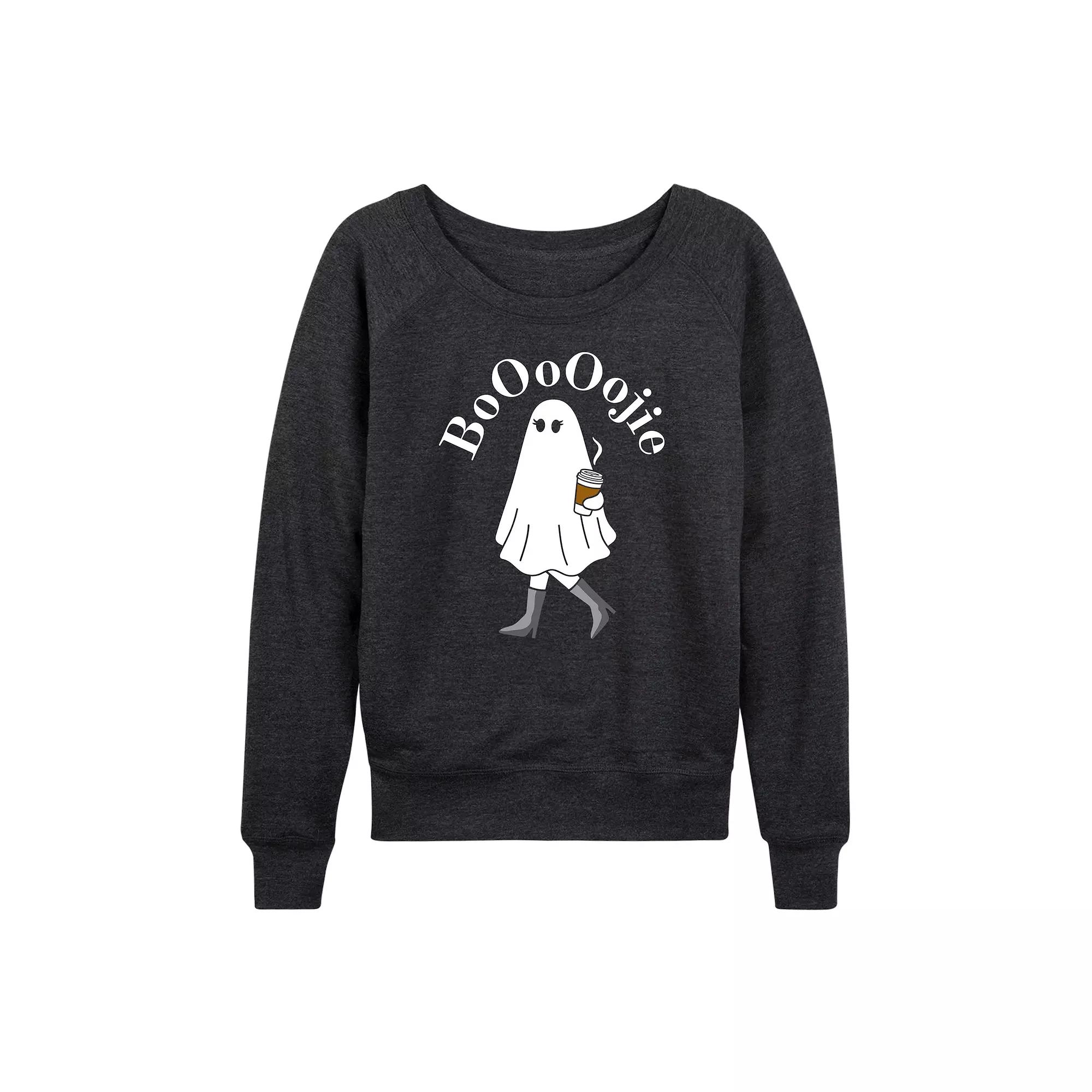 Women's Boojie Ghost Halloween French Terry Long Sleeve Tee,  Product Image