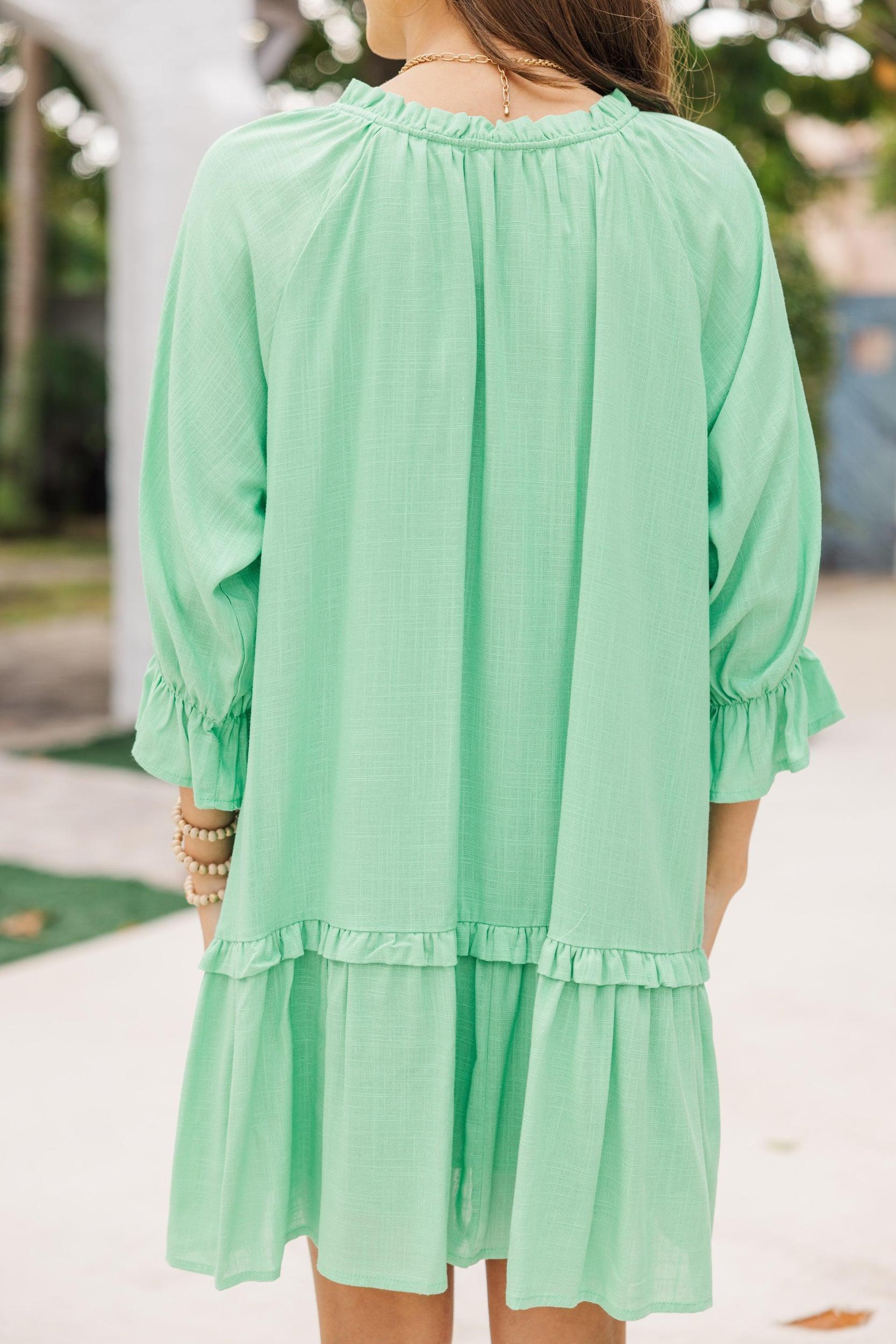 Always In The Lead Green Linen Dress Female Product Image