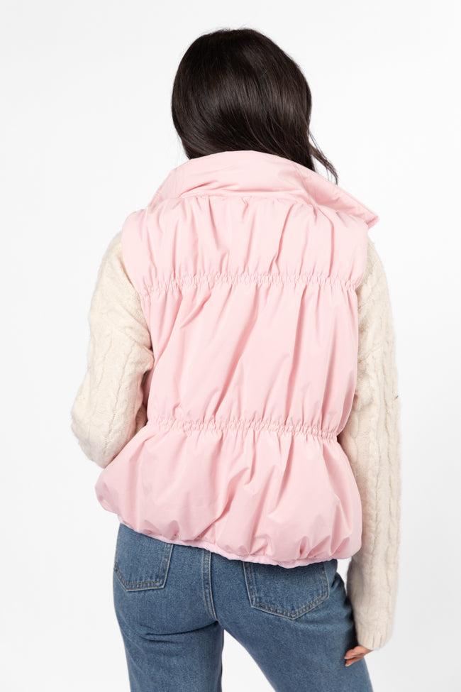 Mountain High Light Pink Ruched Puffer Vest FINAL SALE Product Image