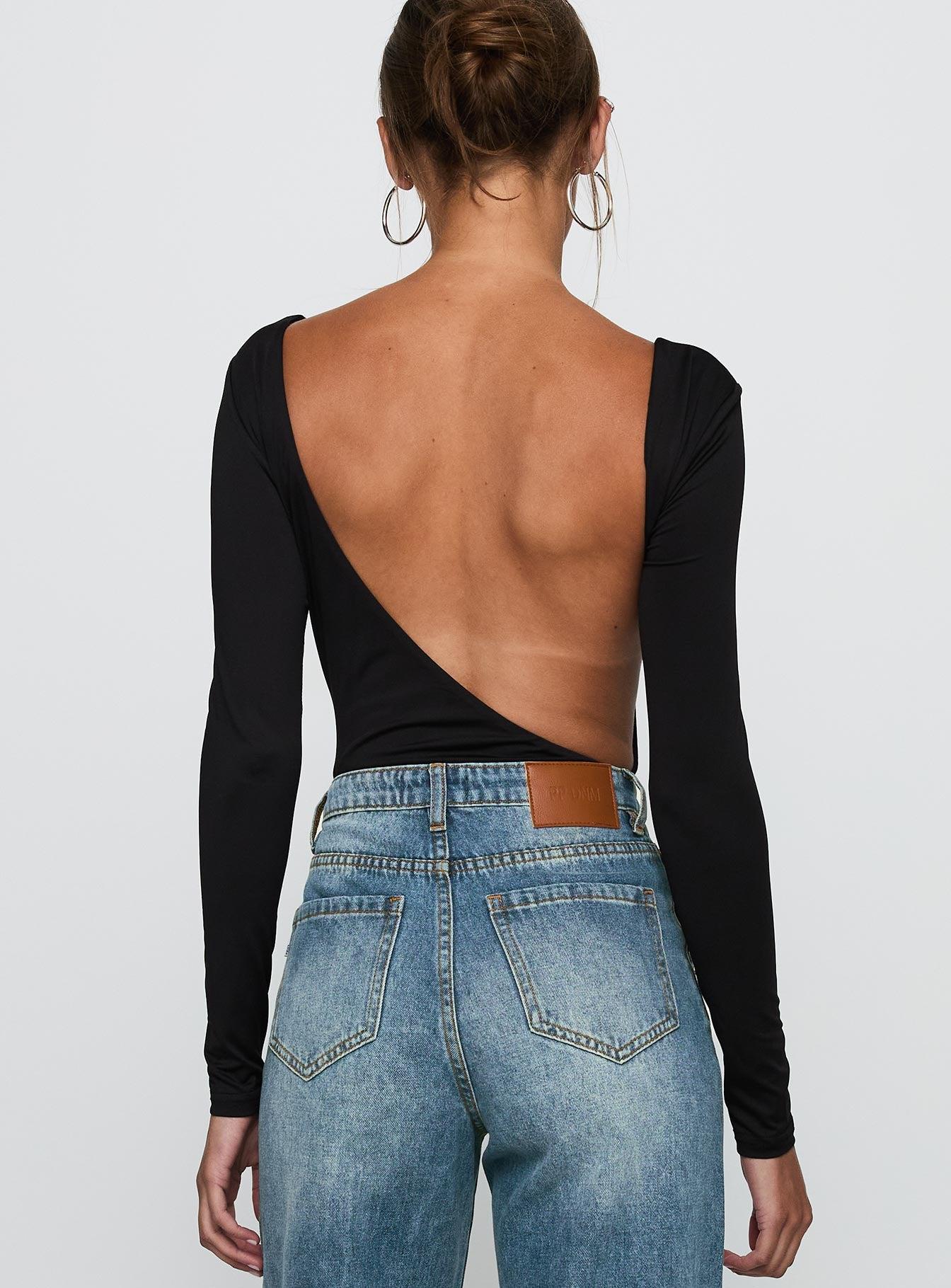 Look This Good Backless Bodysuit Black Product Image
