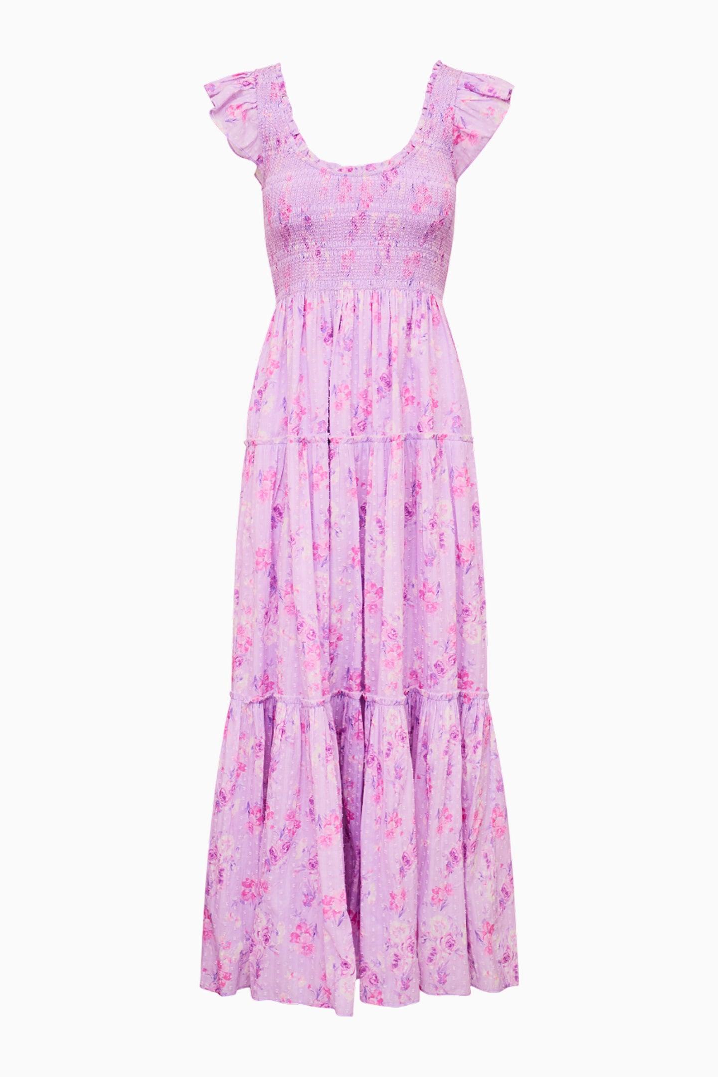 Chessie Fragrance Print Cotton Maxi Dress - STRAWBERRY MACAROON Product Image