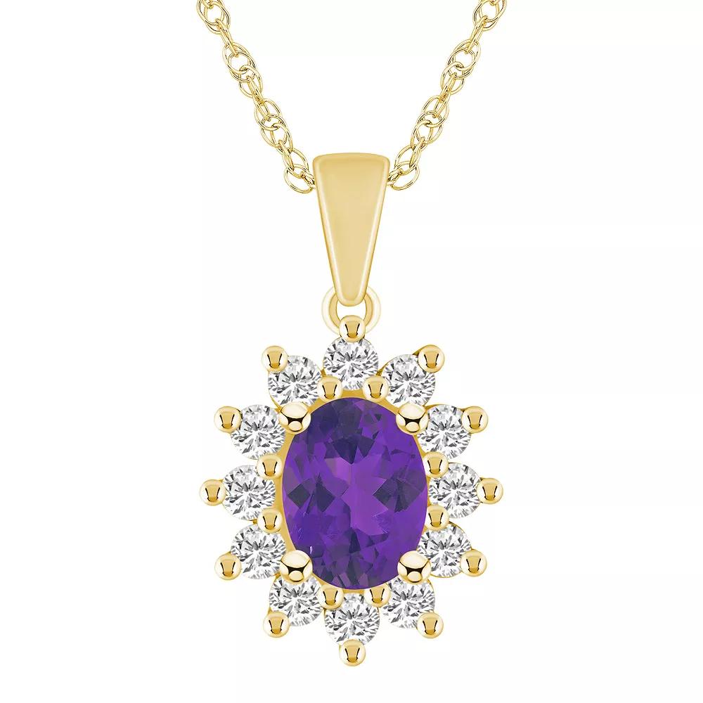 Alyson Layne 14k Gold Oval Amethyst & 5/8 Carat T.W. Diamond Pendant Necklace, Women's, Size: 18" Product Image