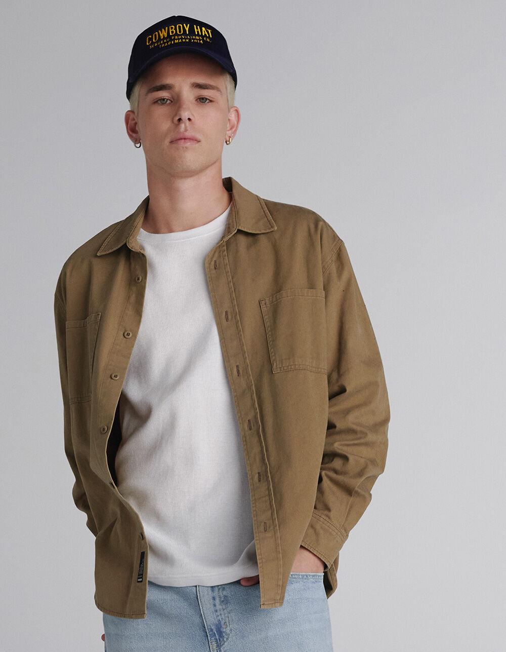 RSQ Mens Oversized Washed Twill Shirt - BLACK Product Image
