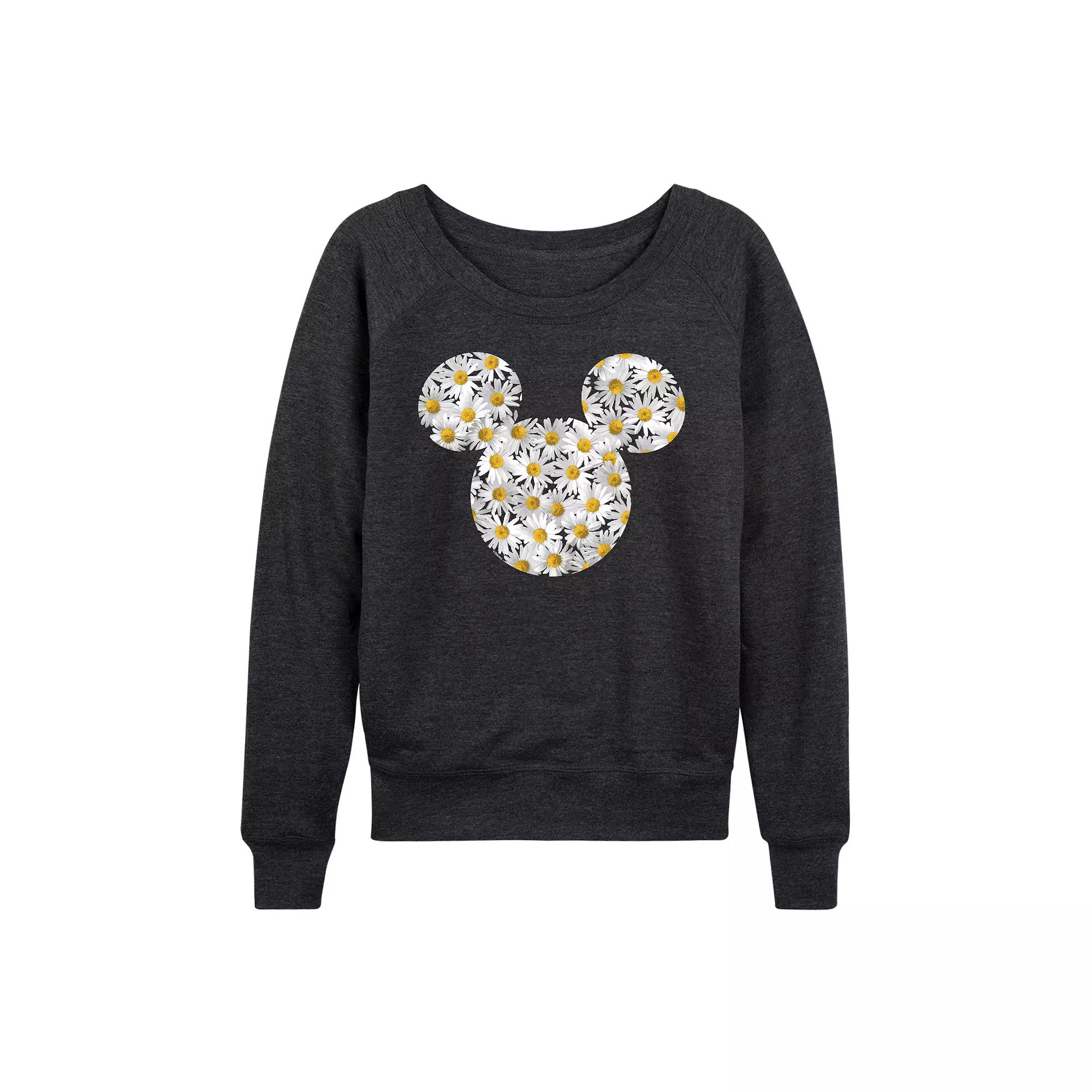 Disney's Mickey Mouse Women's Daisies French Terry Long Sleeve Tee, Girl's,  Product Image