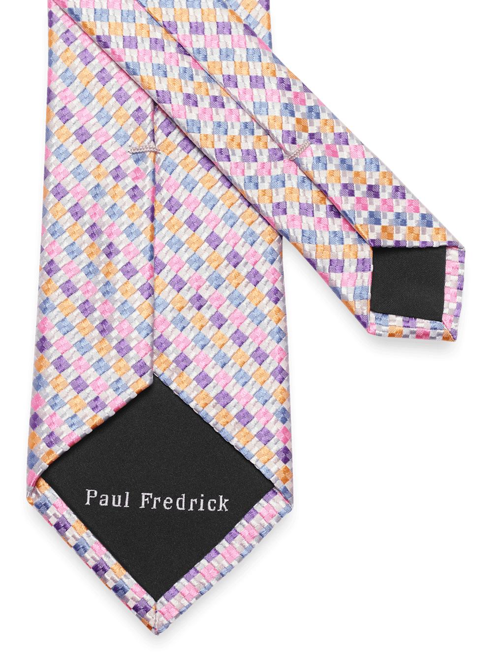 Geometric Woven Silk Tie - Purple Multi Product Image