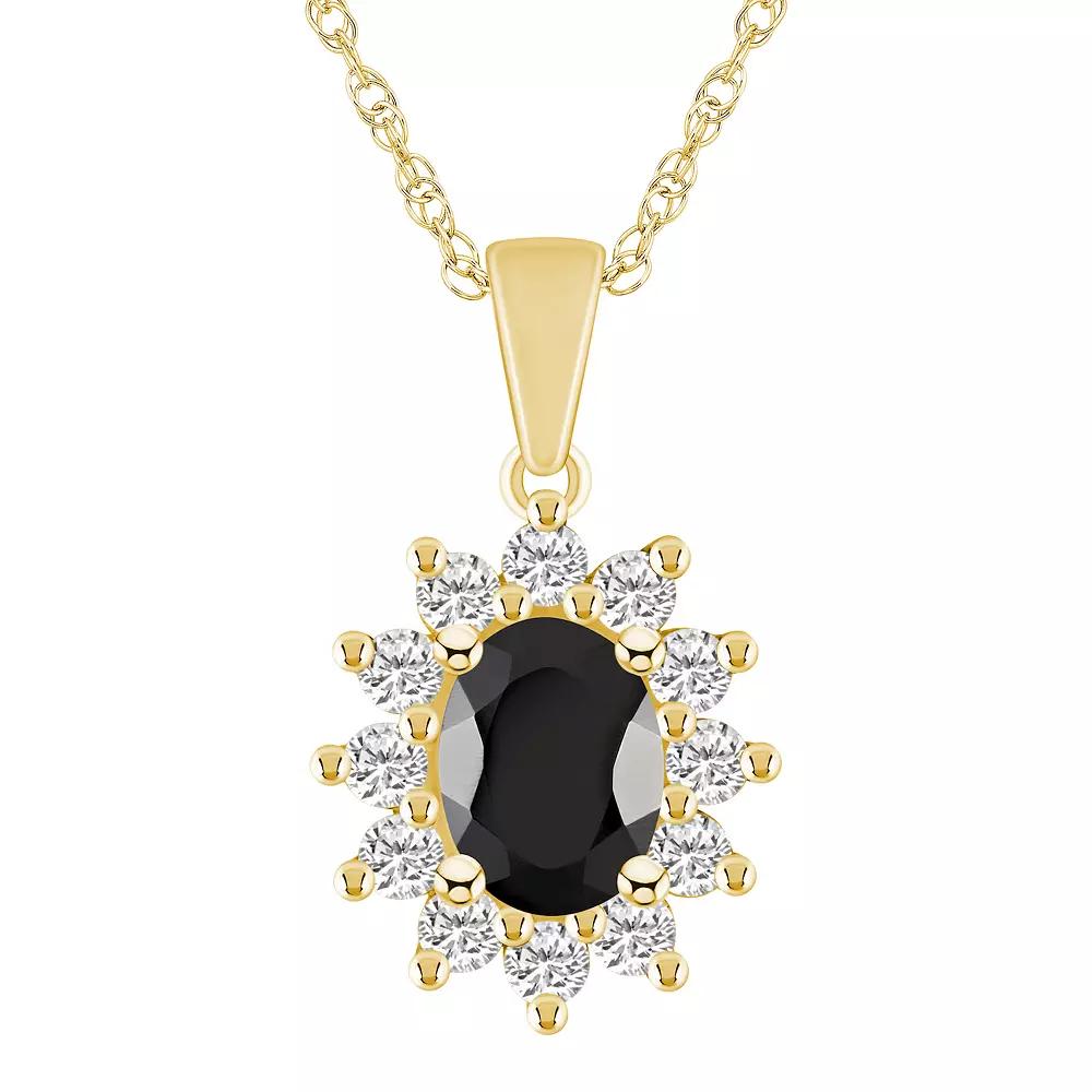Alyson Layne 14k Gold Oval Black Onyx & 5/8 Carat T.W. Diamond Pendant Necklace, Women's, Size: 18" Product Image