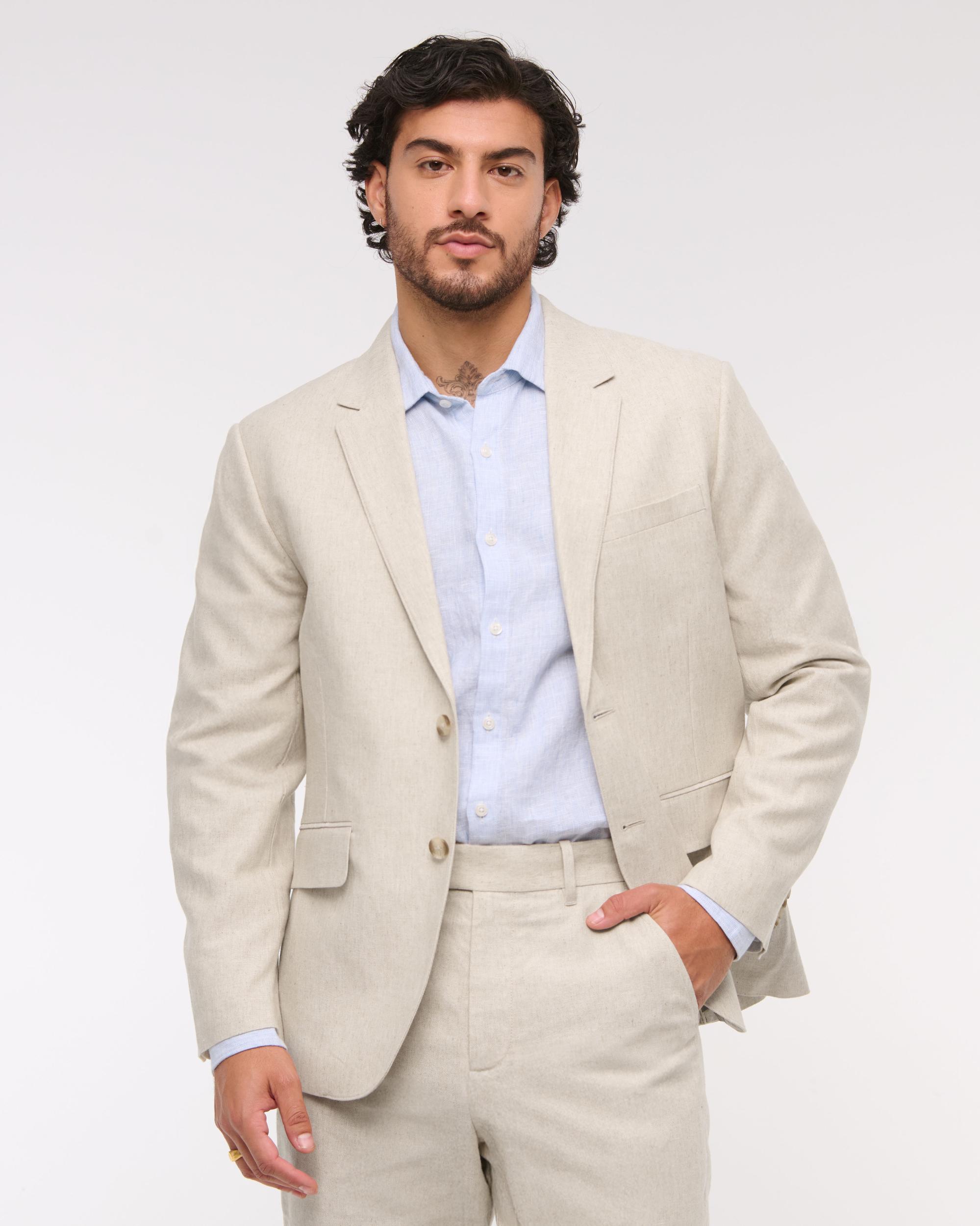 The A&F Collins Athletic Fit Linen-Blend Blazer Product Image