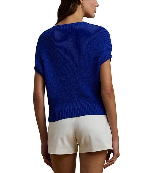 Lauren Ralph Lauren Rib Knit V Neck Short Dolman Sweater Product Image