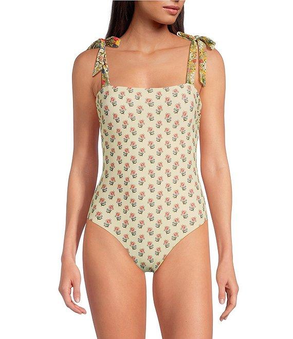 A Loves A Reversible Versailles Floral Bandeau Tie Shoulder One Piece Swimsuit Product Image