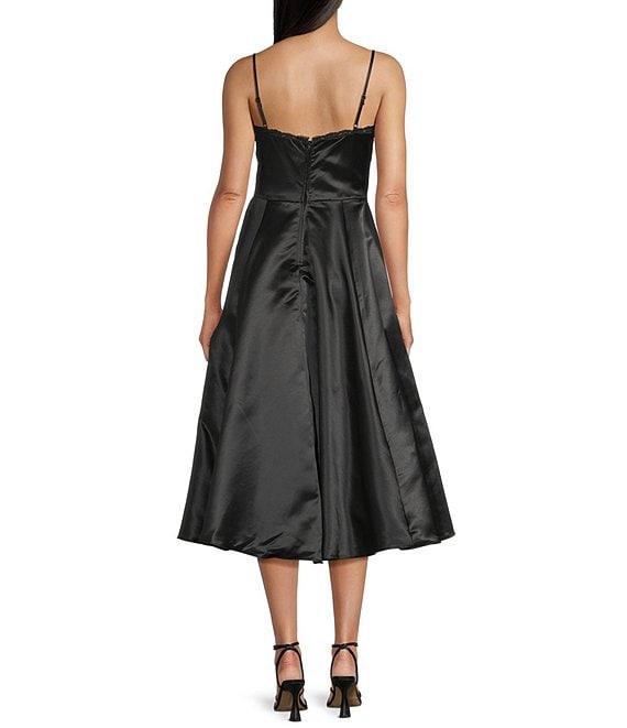 B. Darlin Sweetheart Neck Lace Trim Spaghetti Strap Midi Party Dress Product Image