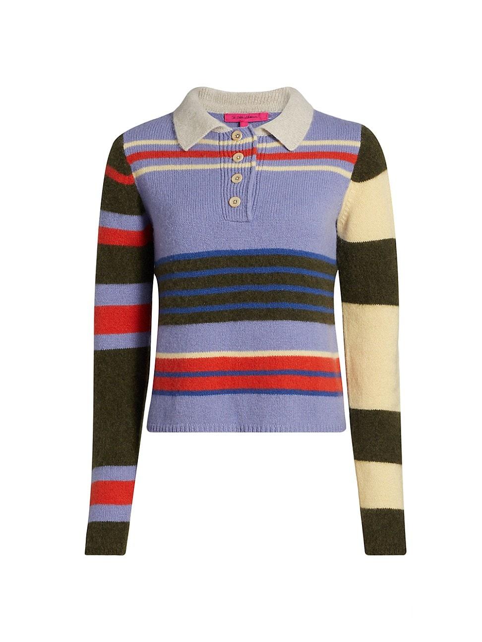 Womens Chaos Striped Cashmere Polo Sweater Product Image