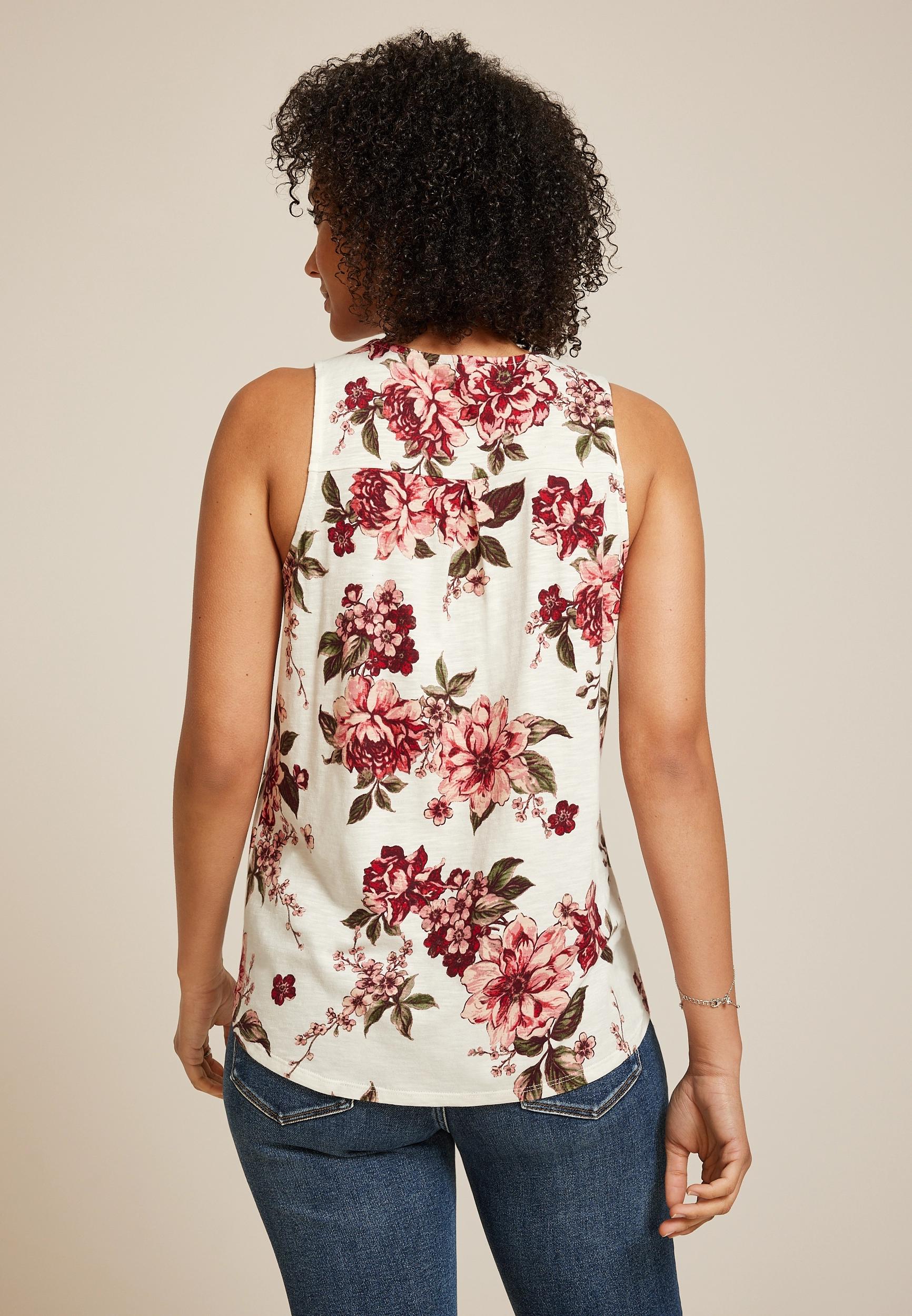 Floral Crochet Yoke Tank Top Product Image