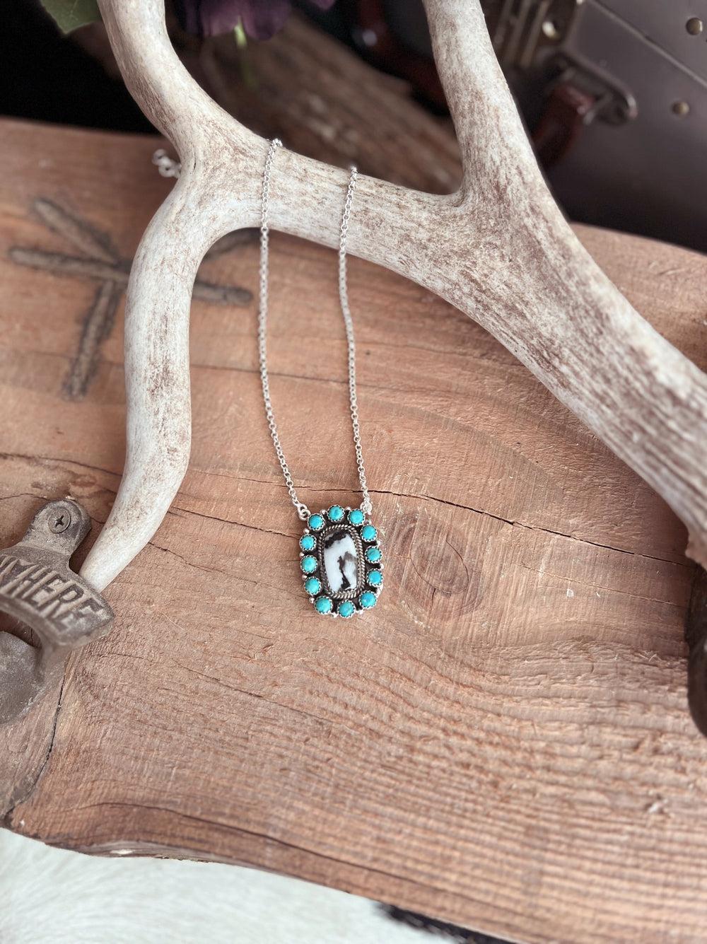 Turquoise Zebra Navajo Handcrafted Sterling Necklace Product Image