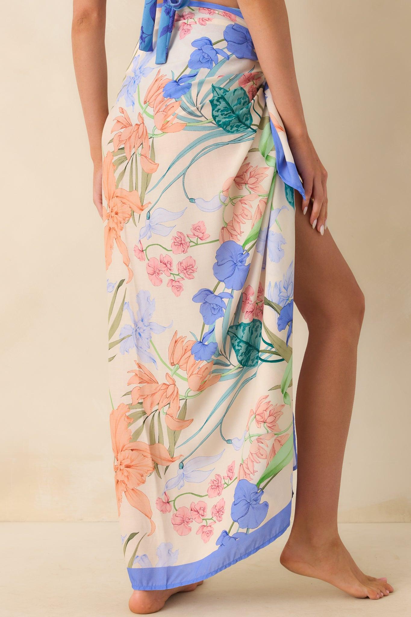 MINKPINK Ivory Floral Print Cotton Ravina Sarong Product Image