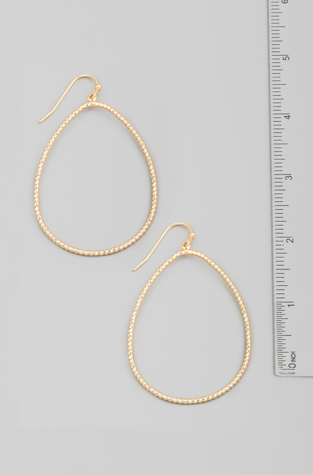 Ribbed Oval Hook Drop Earrings Product Image
