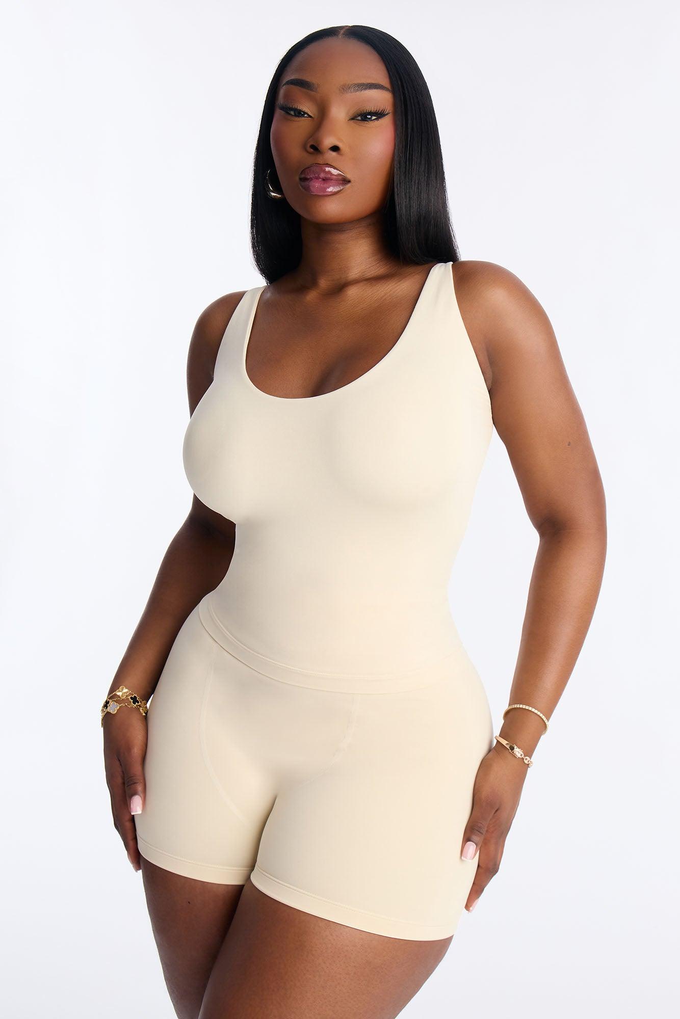 Seamless Smooth Double Lined Scoop Neck Cami Top - Bone Female Product Image