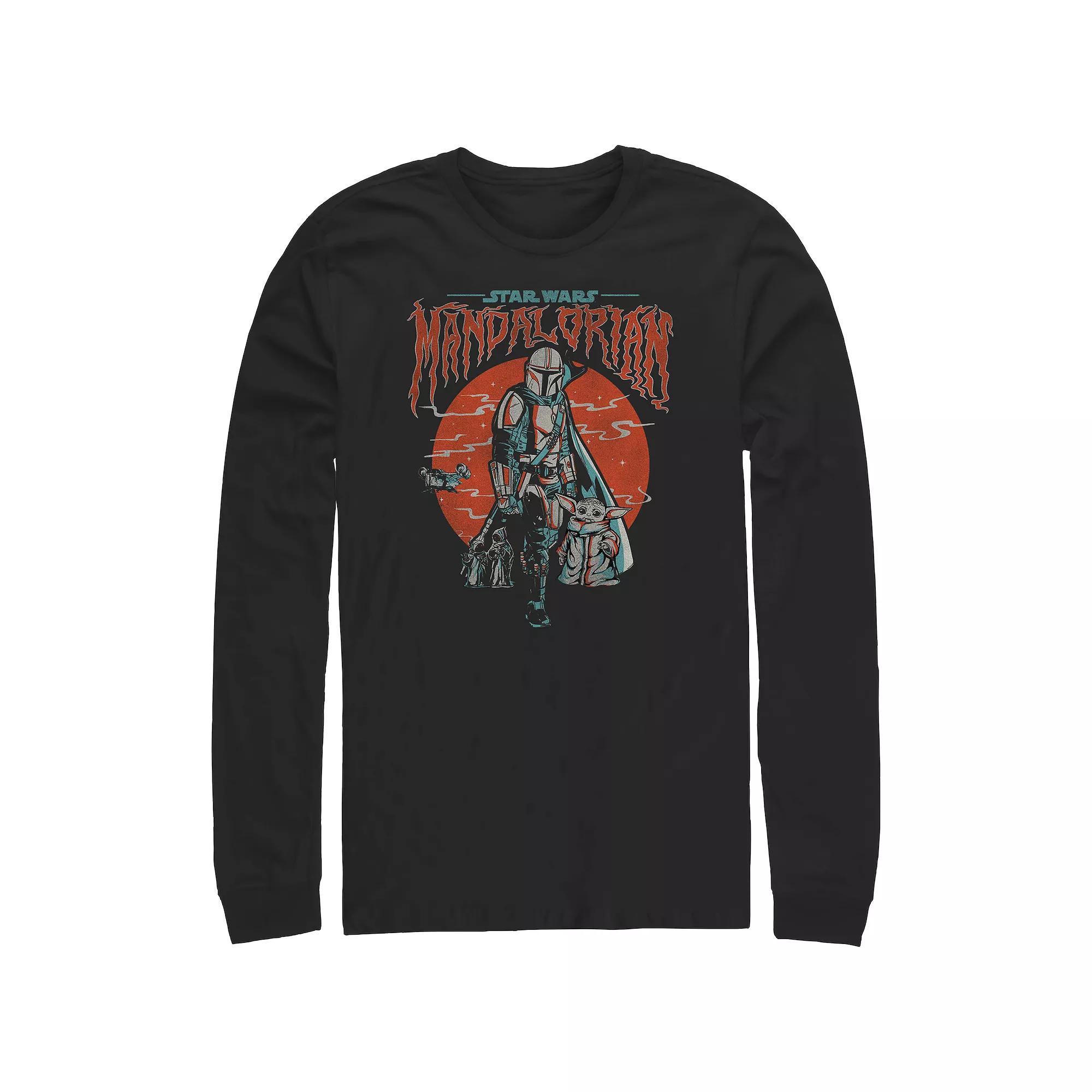 Men's The Mandalorian Wavy Cover Graphic Tee, Size: Large, Black Product Image