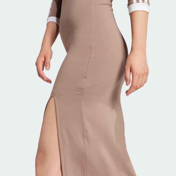adidas Adicolor Classics 3-Stripes Maxi Dress Trace Brown XS Womens Product Image