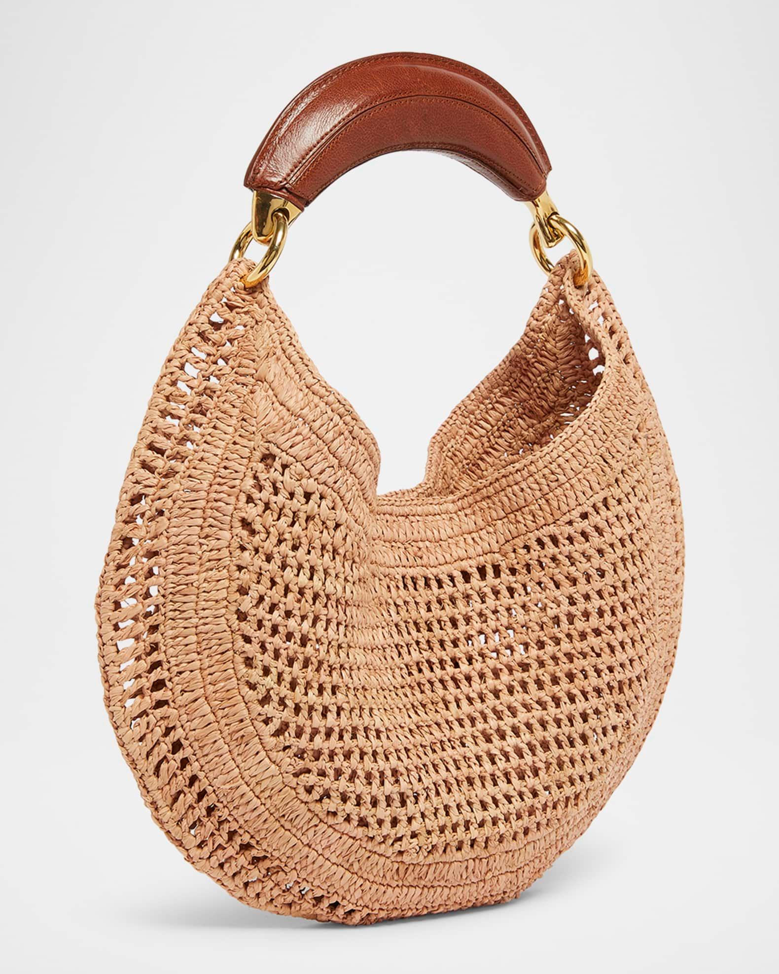 Summer Banana Top-Handle Bag in Crochet Fabric  Product Image