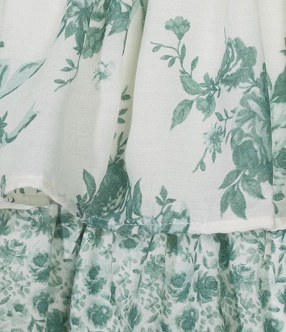 Midnight Doll Printed Tie Strap Smocked Bodice Tiered Mini Dress Product Image