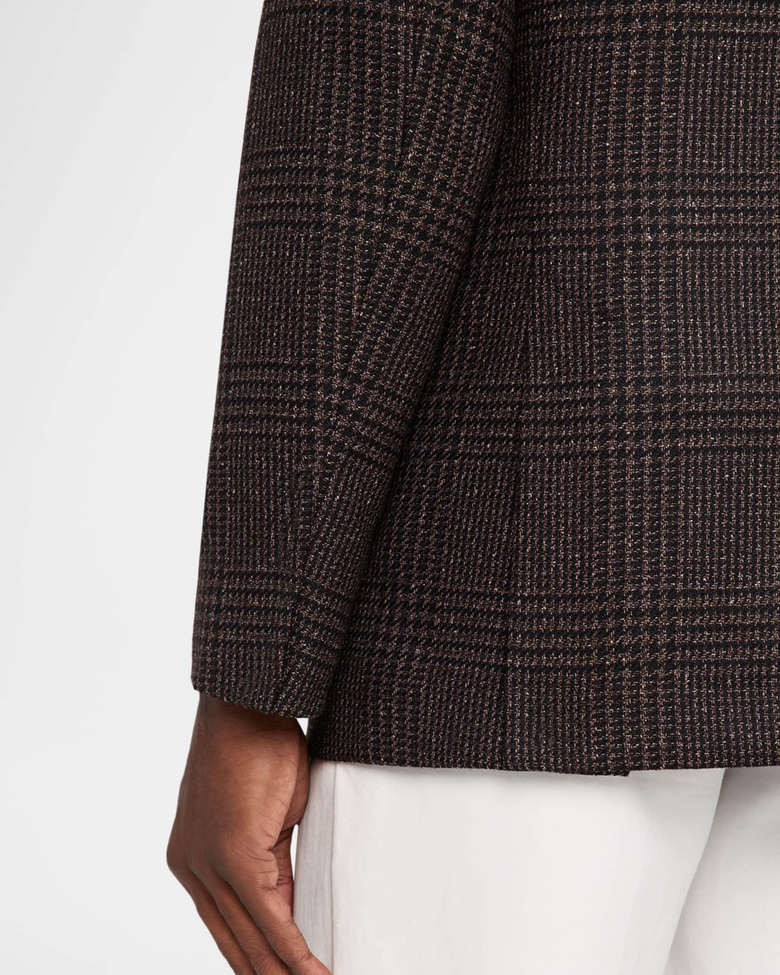 Men's Plaid Wool and Silk Single-Breasted Sport Coat Product Image