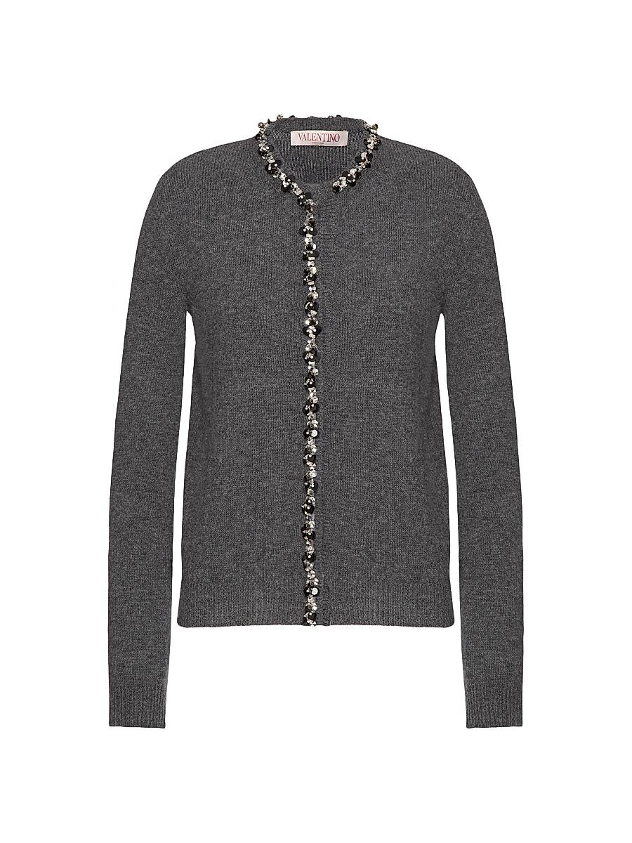 Womens Embroidered Wool Cardigan Product Image