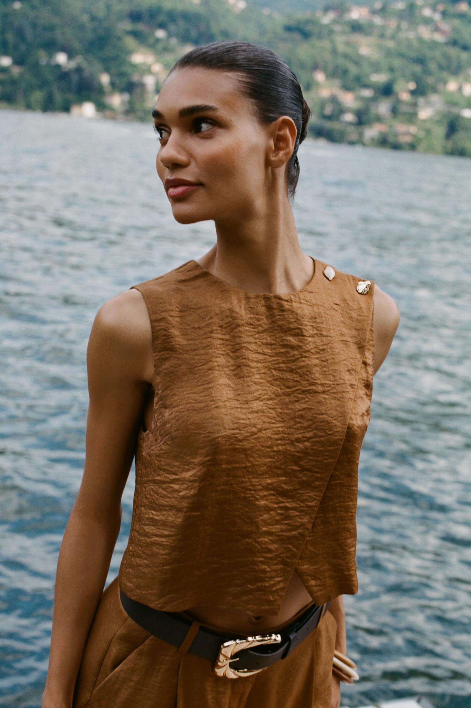 SATIN EFFECT WRAP TOP Product Image