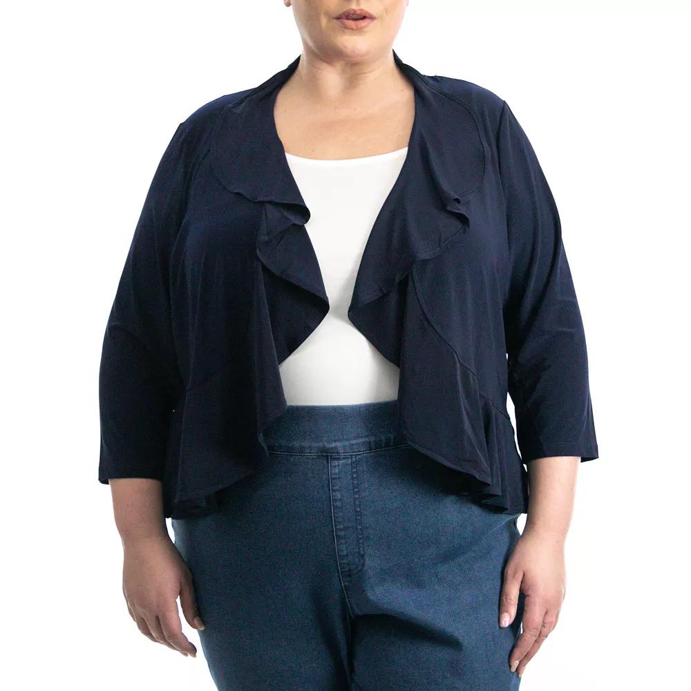 Plus Size Nina Leonard Simulated Pearl Back Bolero Cardigan, Women's, Size: 2XL, Blue Product Image