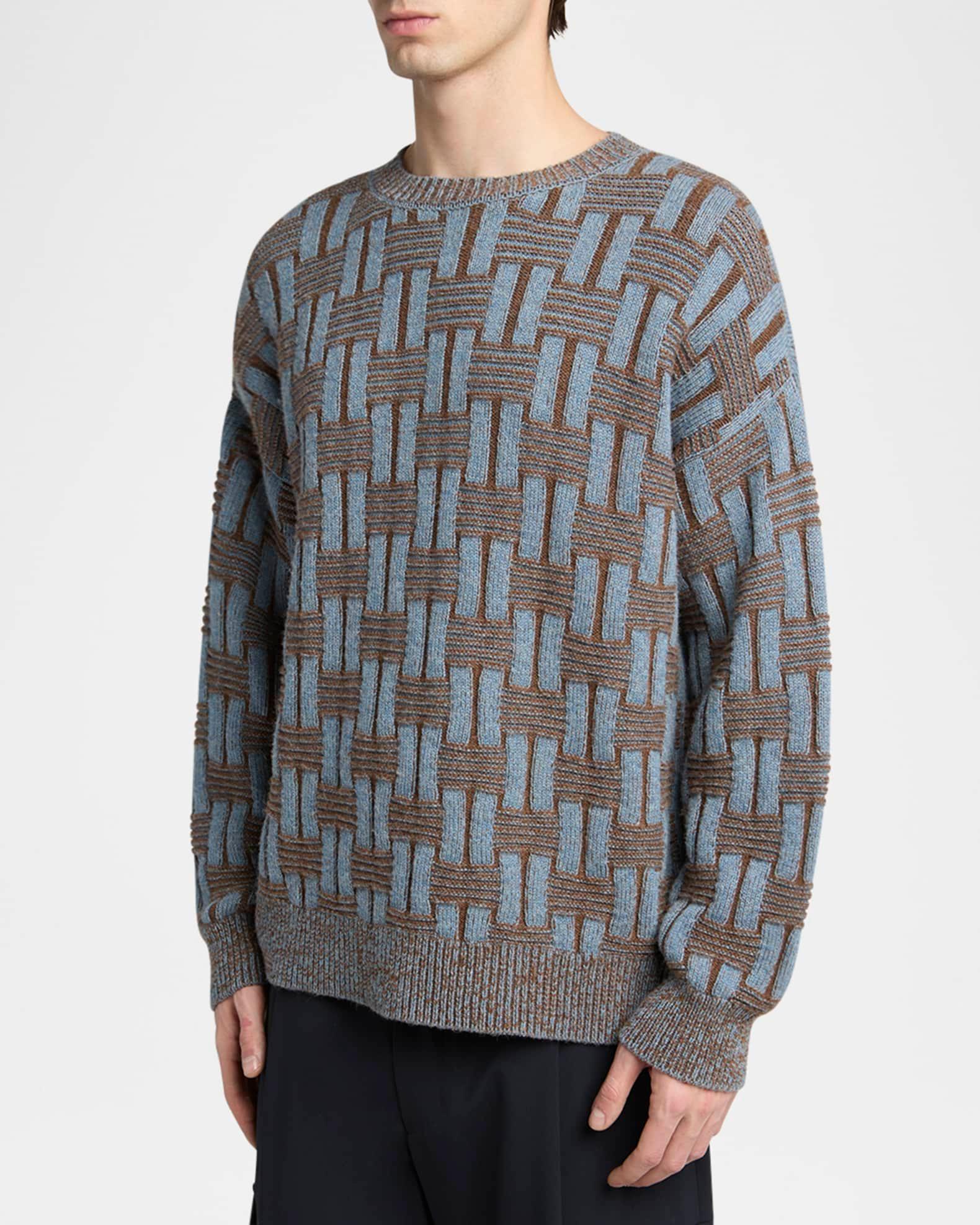 Men's Basketweave Wool Crewneck Sweater Product Image