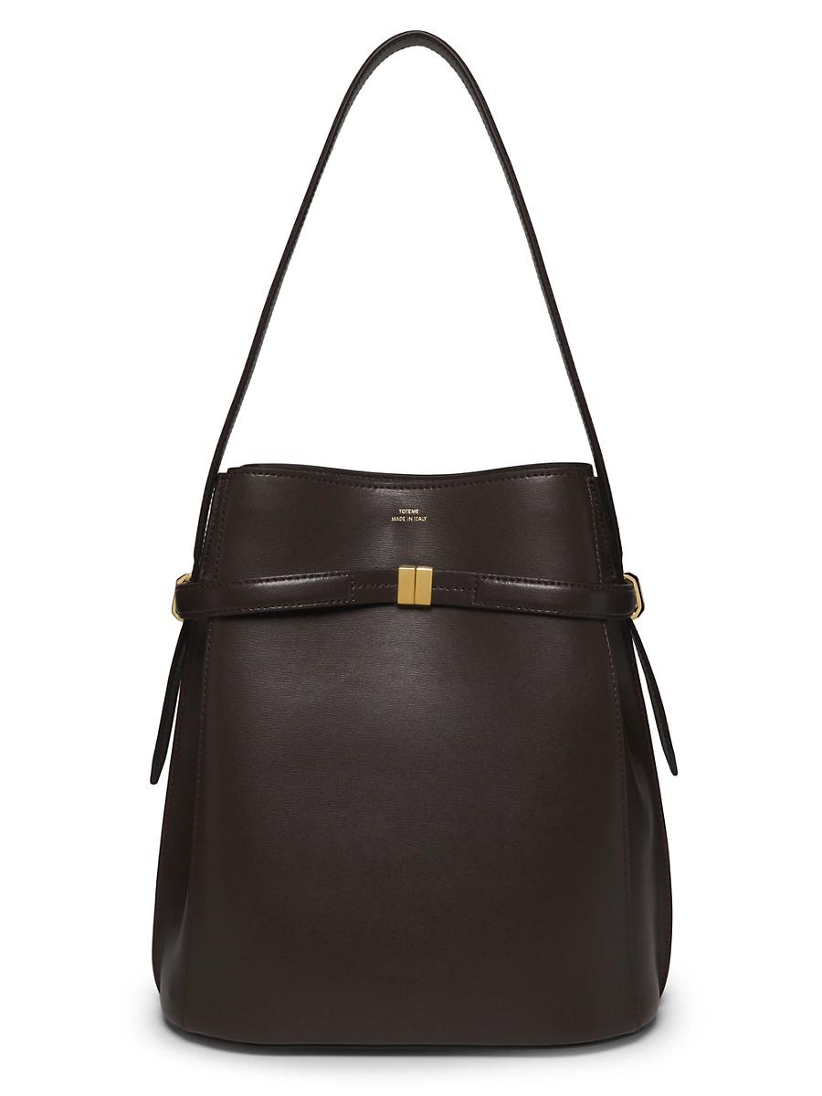 Womens Belted Leather Bucket Bag Product Image