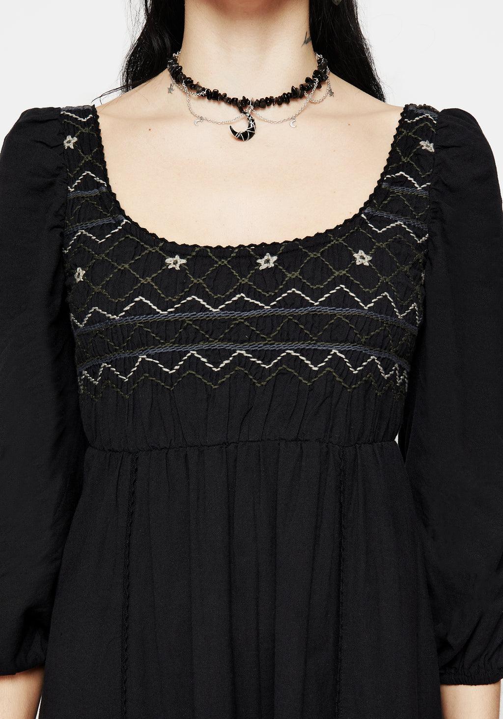 Larissa Hand Embroidered Smocked Midaxi Dress Product Image