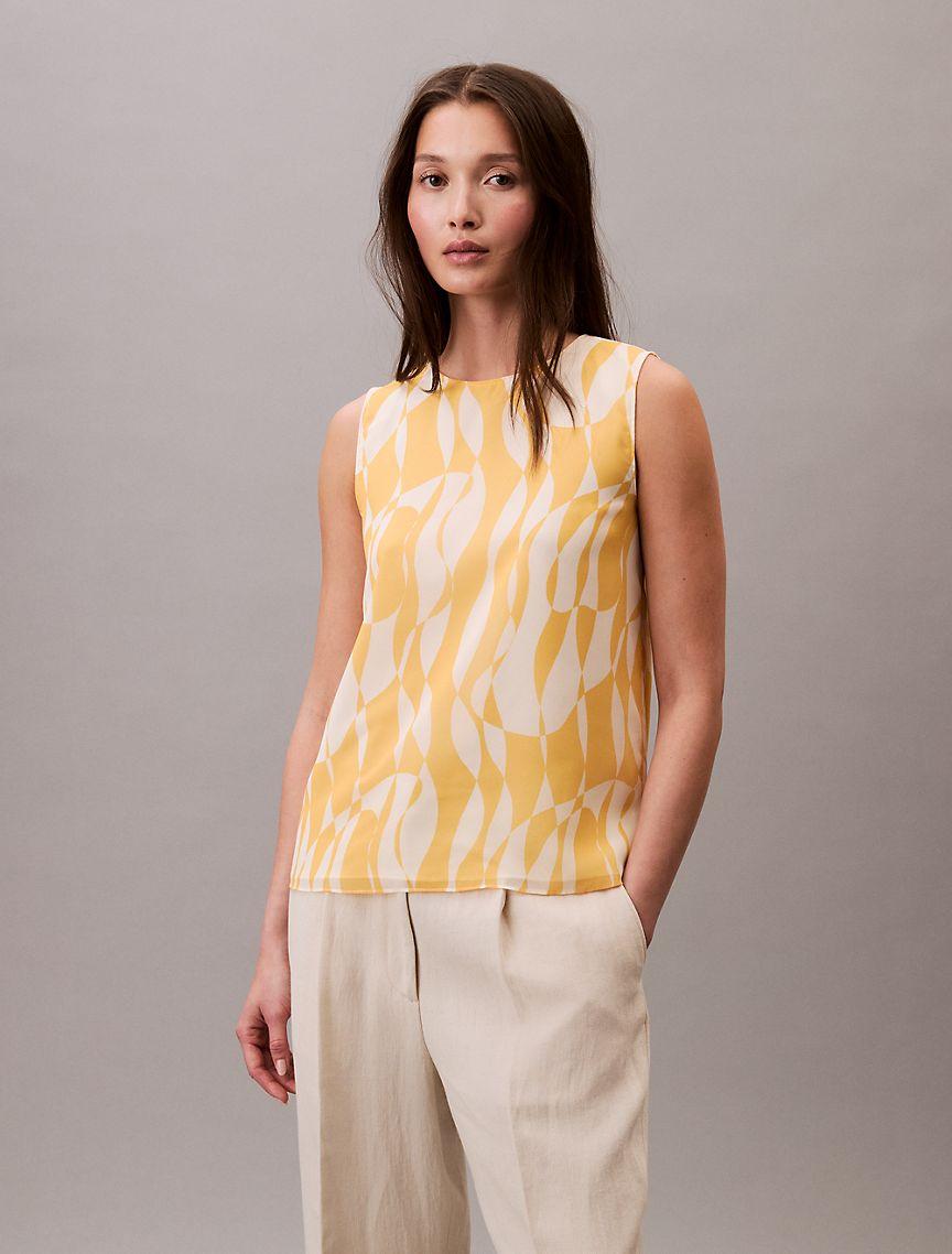 Printed Chiffon Sleeveless Top Product Image