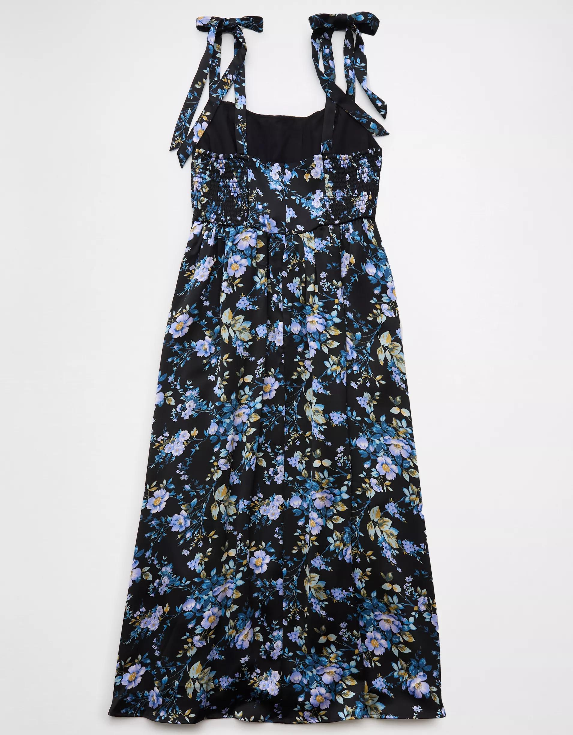 AE Corset Tie Strap Floral Midi Dress Product Image