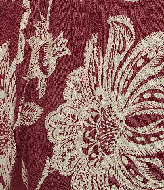 Angie Sleeveless Border Print Keyhole Knot Front Wide Leg Jumpsuit Product Image