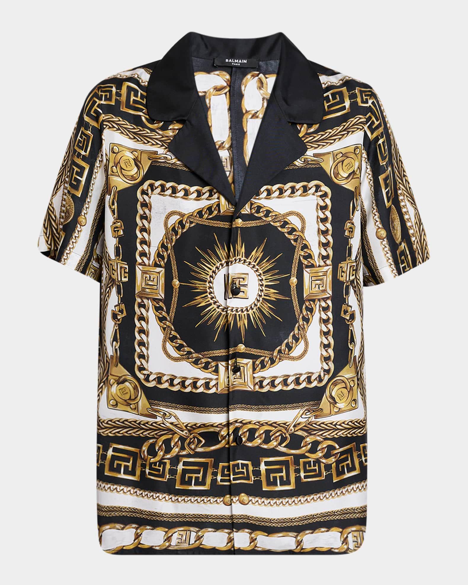 Men's Foulard Chaines Short-Sleeve Pajama Shirt Product Image