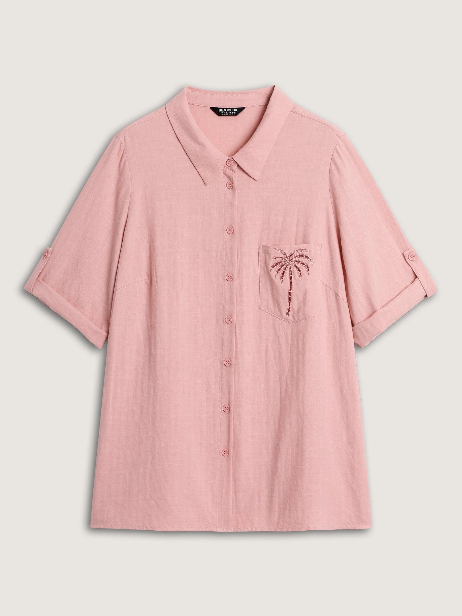 Tropical Embroidered Button-Down Shirt Female Product Image