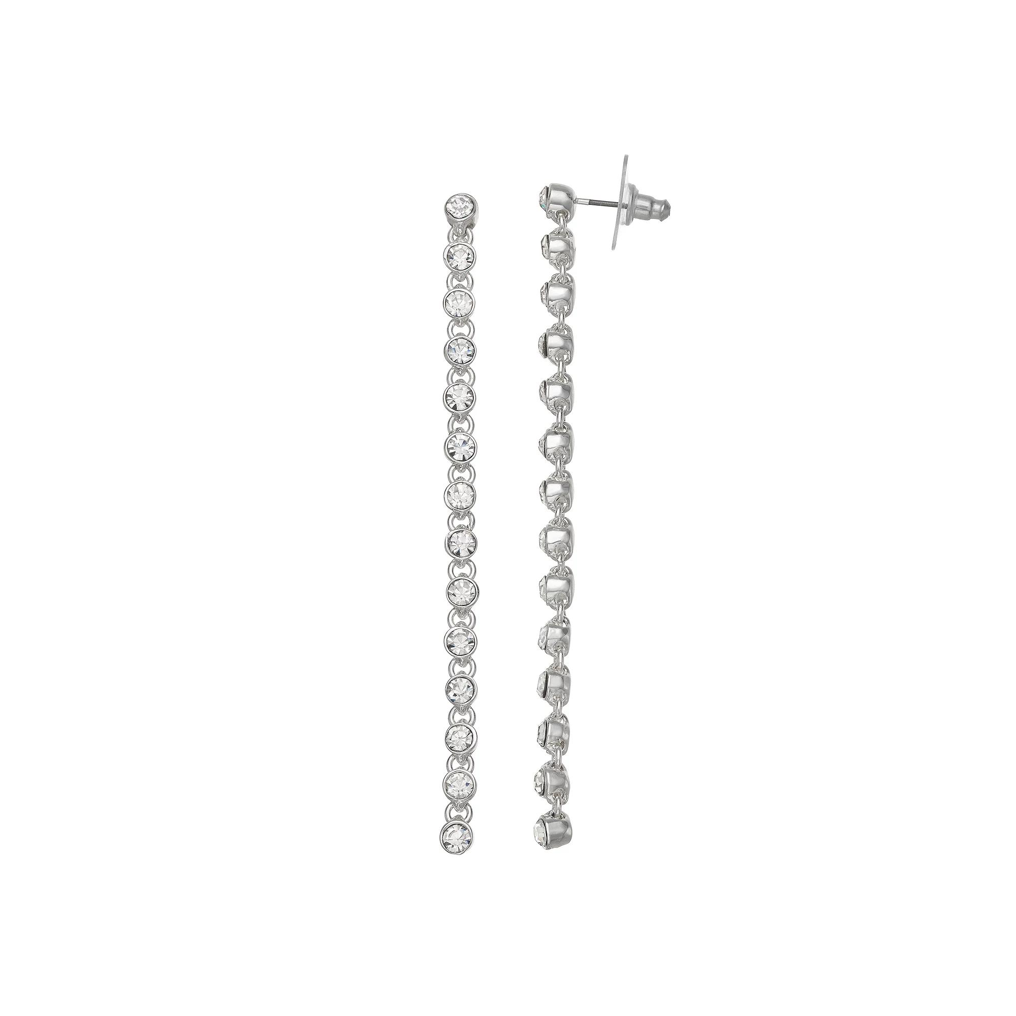 Nine West Pave Linear Post Earrings, Women's, Silver Tone Product Image