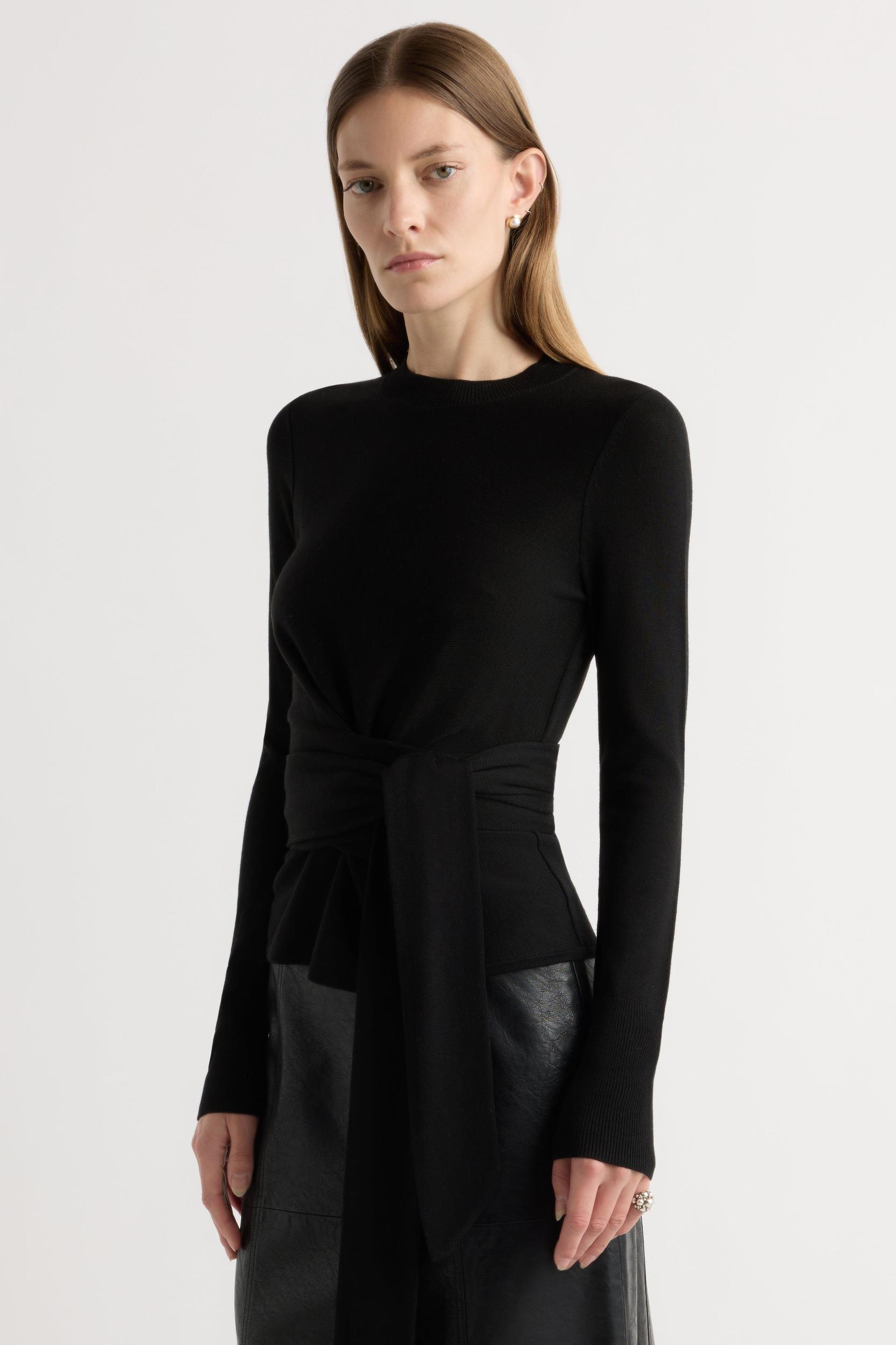 Robin Tie-Front Tencel-Wool Sweater Product Image