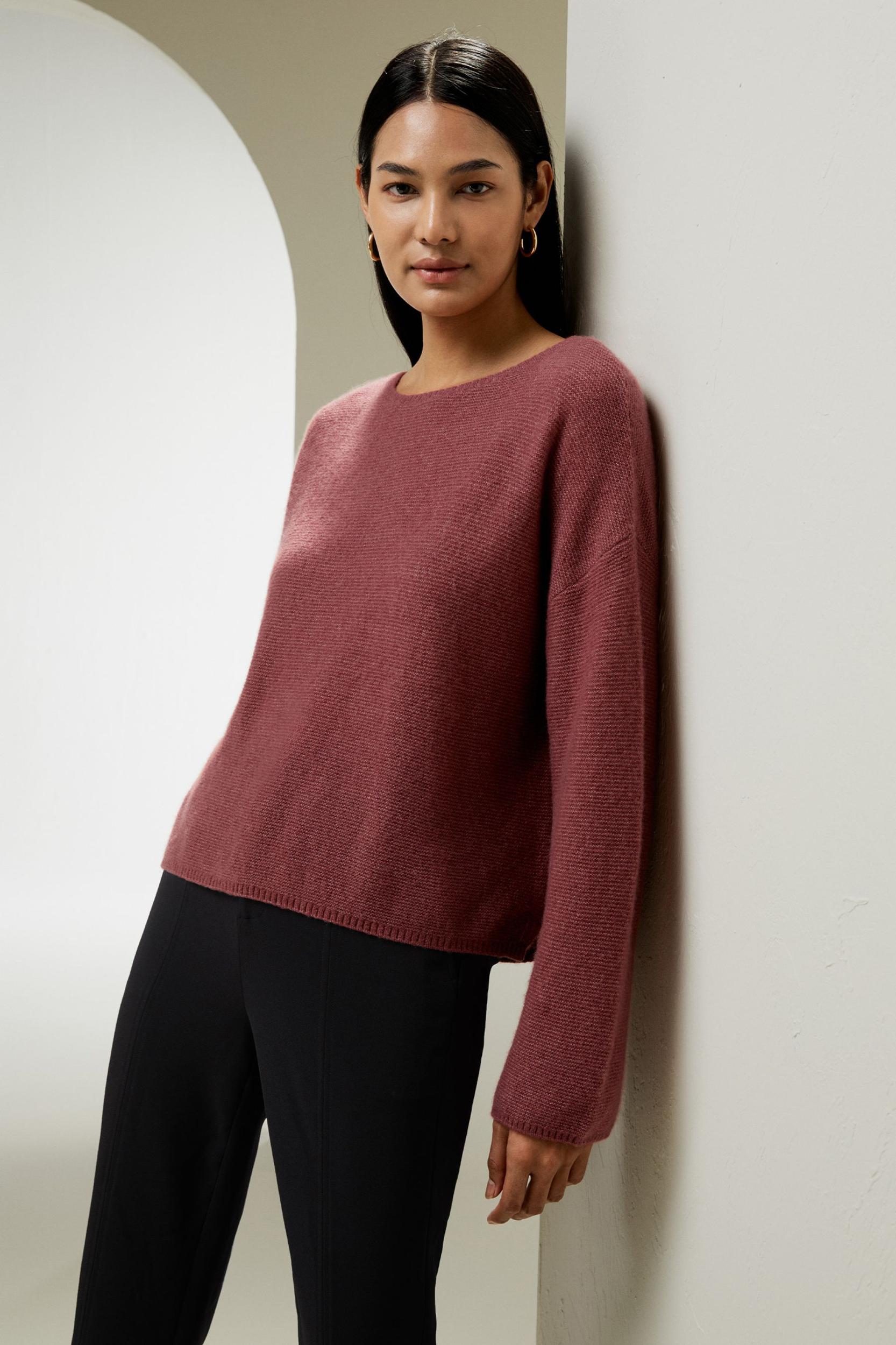 Relaxed Fit Drop-Shoulder Silk Cashmere Blend Sweatshirt Product Image