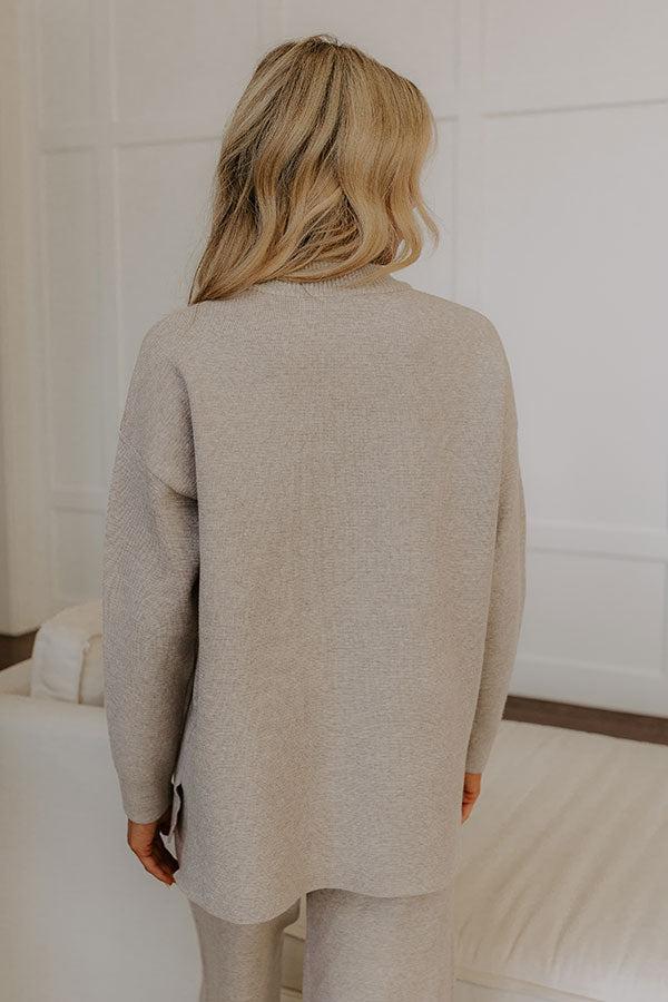 Small Town Bistro Knit Sweater in Warm Taupe Product Image