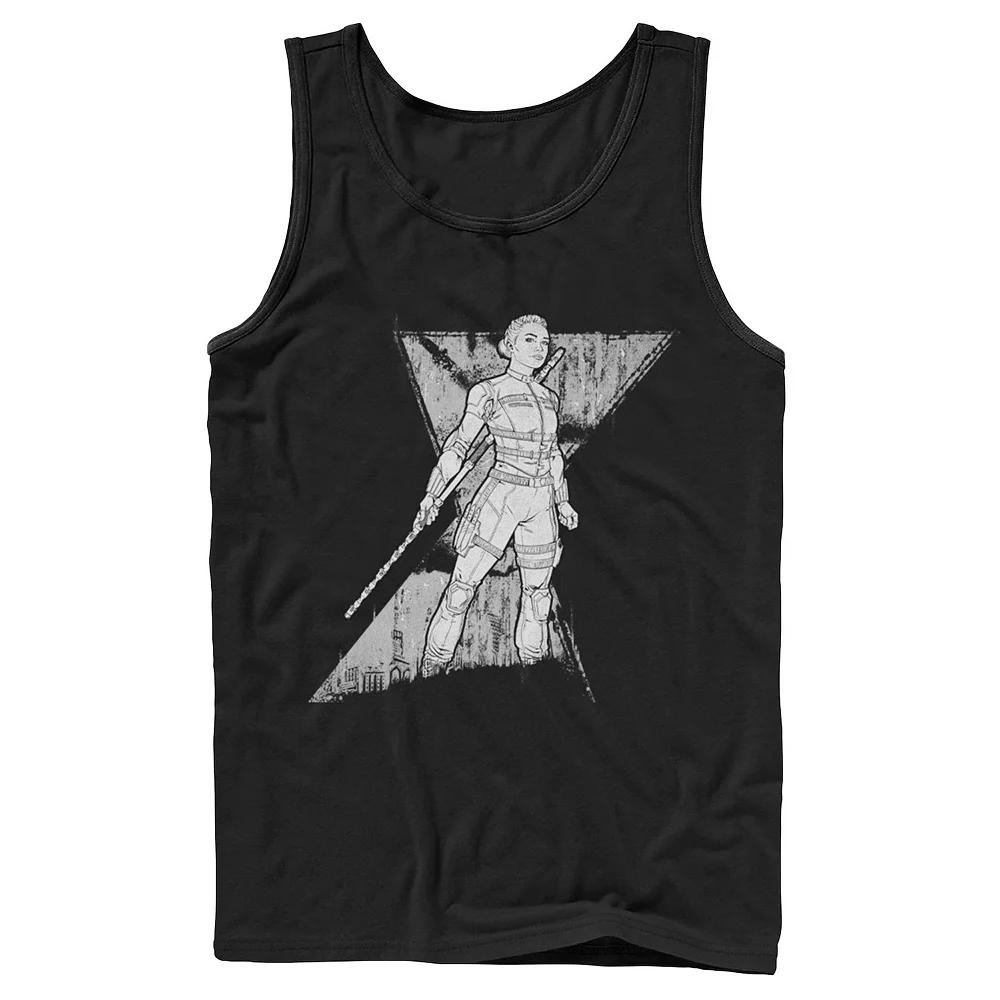 Men's Marvel Black Widow Yelena Sketch Logo Tank Top,  Product Image